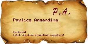Pavlics Armandina névjegykártya